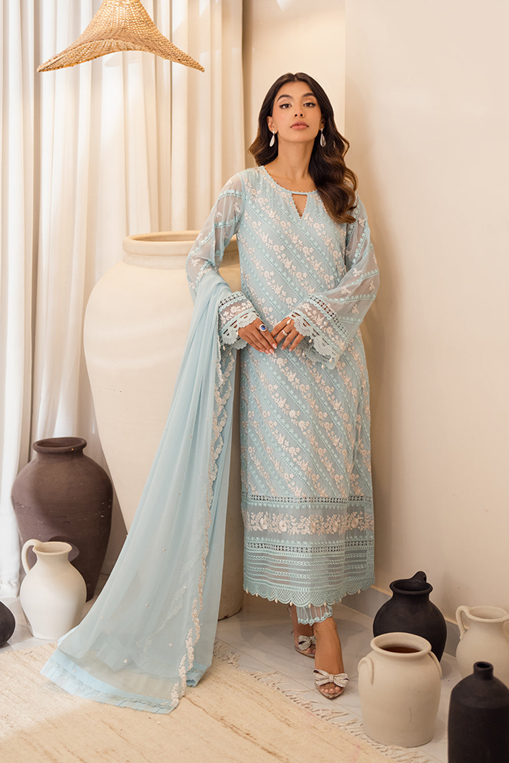 Azure | Ensembles Embroidered Formals | Mint Glaze -  Azure Ladies Clothes - Original Designer Dress - House of Maryam