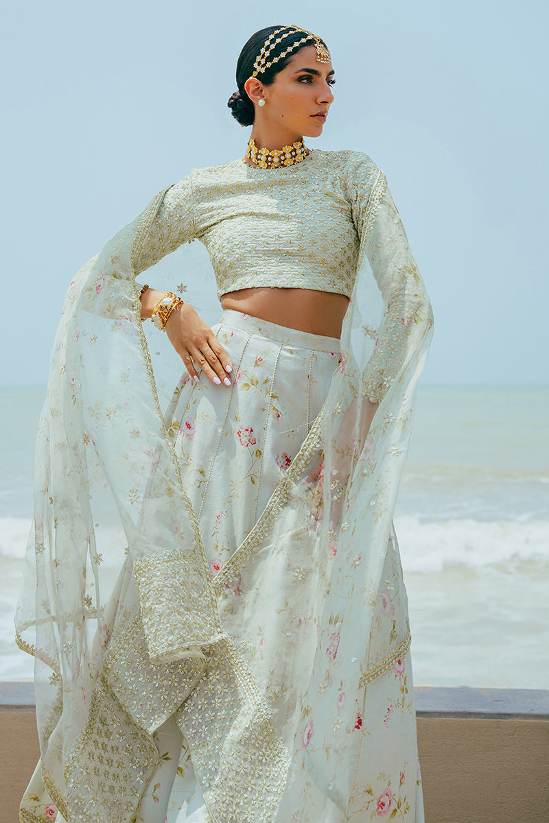 Cross Stitch | Wedding Pret | Tranquil Haze-3PC Silk Embroidered Pret