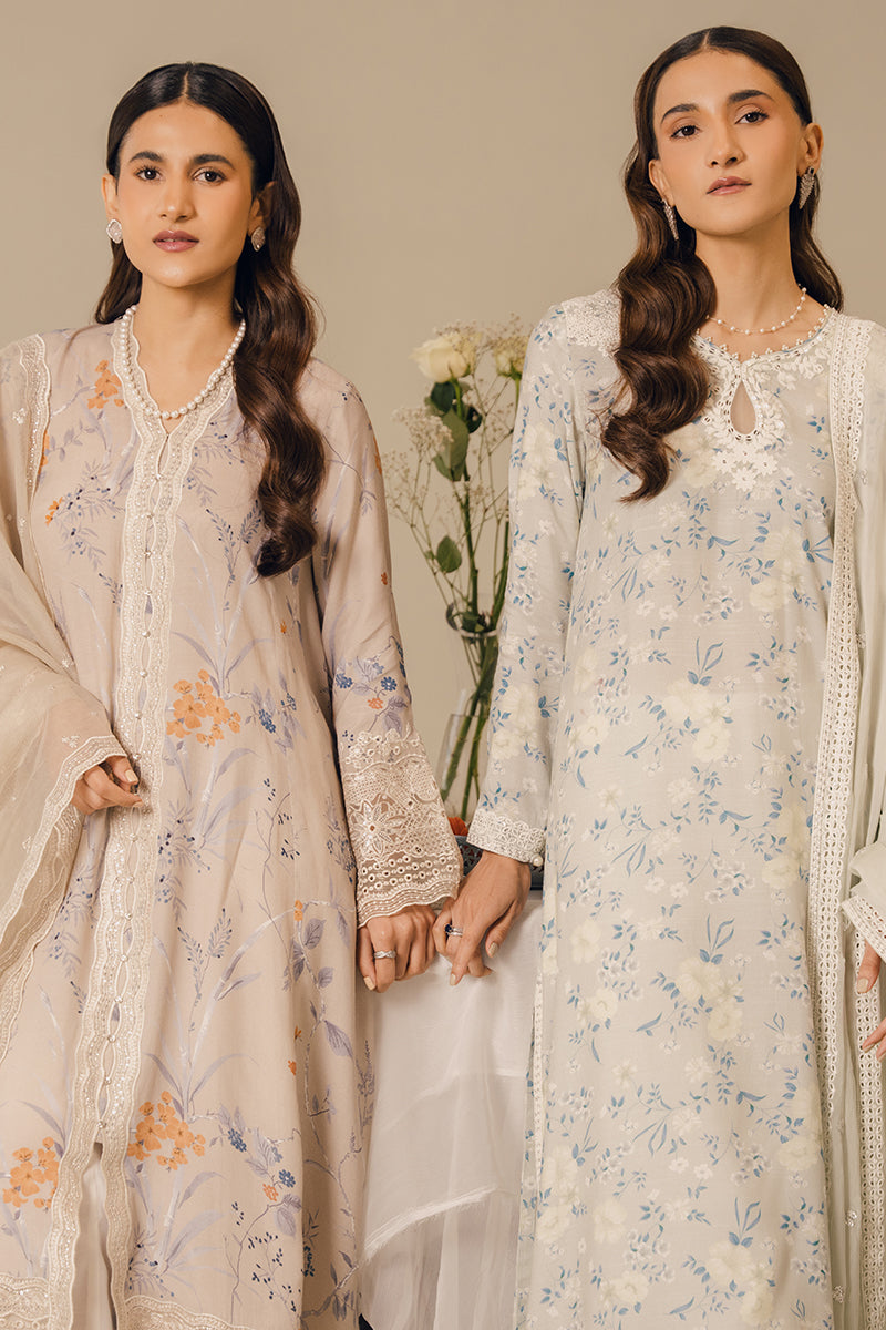Cross Stitch | Luxury Pret | Pearl Blue-2 PC (Shirt & Dupatta)-9