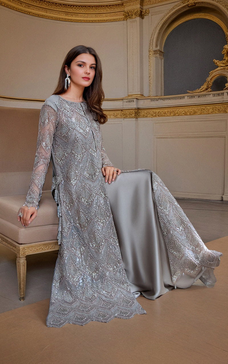 Threads and Motifs | Formal Dresses 25 | Net Embroidered Jacket with Skirt -  Threads and Motifs Ladies Clothes - Original Designer Dress - House of Maryam