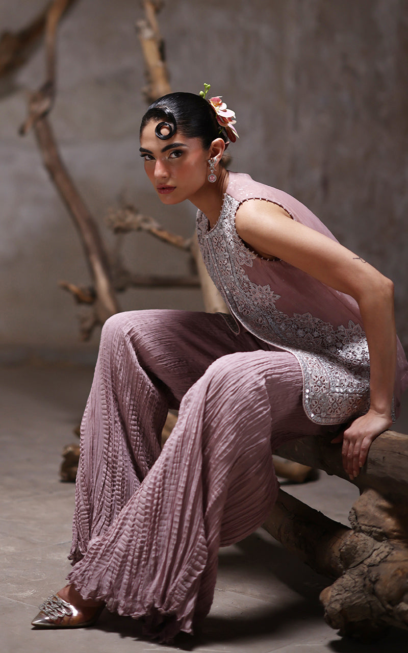 Threads and Motifs | Formal Dresses 25 | Organza Embroidered Jacket With Crushed Trouser -  Threads and Motifs Ladies Clothes - Original Designer Dress - House of Maryam