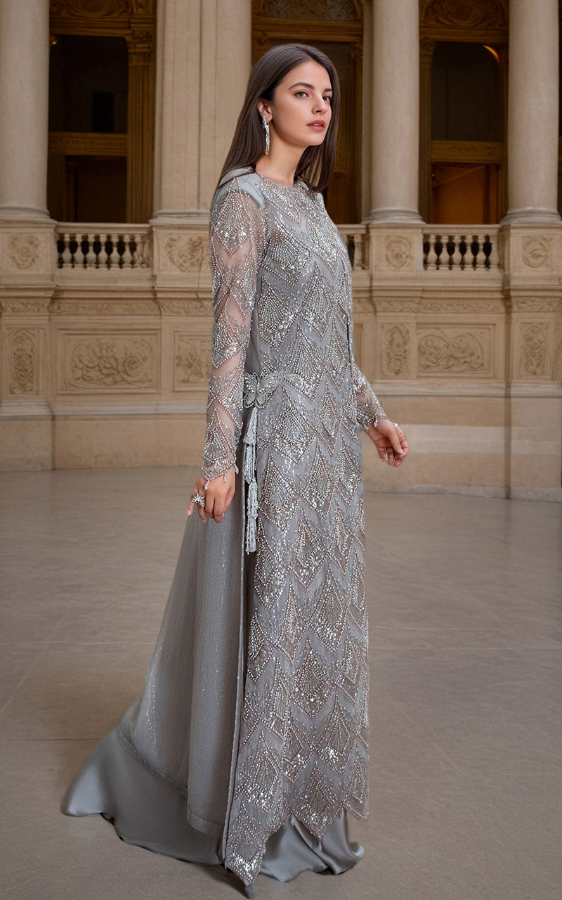 Threads and Motifs | Formal Dresses 25 | Net Embroidered Jacket with Skirt -  Threads and Motifs Ladies Clothes - Original Designer Dress - House of Maryam