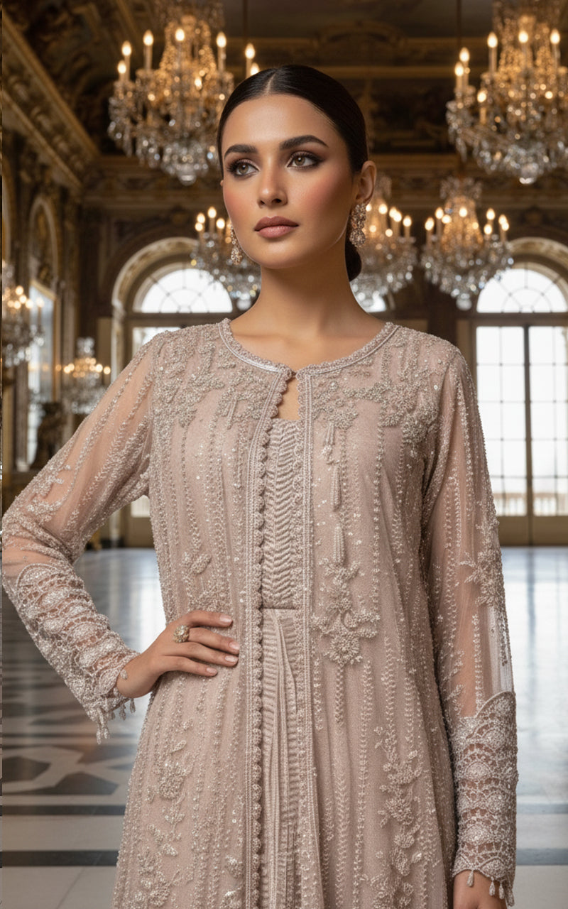 Threads and Motifs | Formal Dresses 25 | Net Embroidered Jacket With Crushed Maxi-3