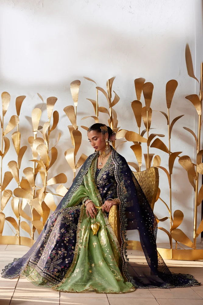 Suffuse Delina midnight blue raw silk pishwas and gharara, photo 5