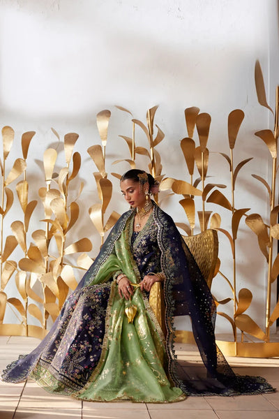 Suffuse Delina midnight blue raw silk pishwas and gharara, photo 5