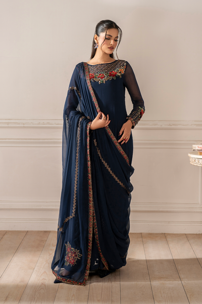 Iznik I Festive Formal I UE-412 Embroidered Chiffon -  Iznik Ladies Clothes - Original Designer Dress - House of Maryam