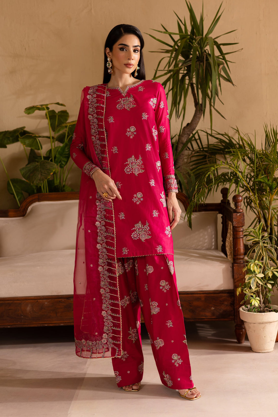 Batik | Nyra Embroidered Summer Solids | Zinnia -  Batik Ladies Clothes - Original Designer Dress - House of Maryam