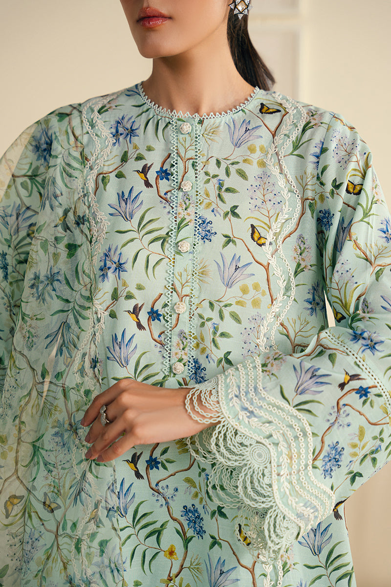Cross Stitch | Exclusive Pret | Dusty Aqua-2 PC (Shirt & Dupatta)