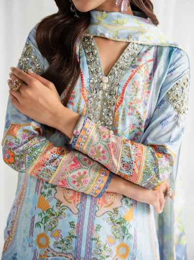 Gulaal | Aira Printed Silk | Misty