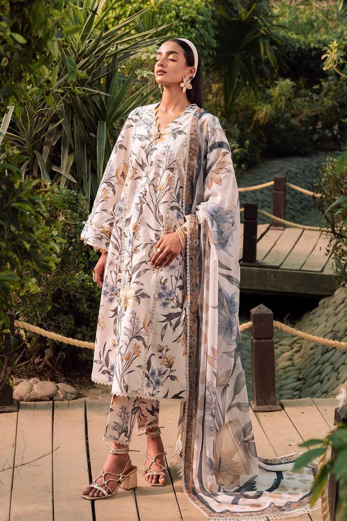 Alizeh | Sheen Lawn Prints 24 | GARDENIA by Designer Alizeh - House of Maryam - Pakistani Designer Ethnic Wear in {{ shop.shopifyCountryName }}