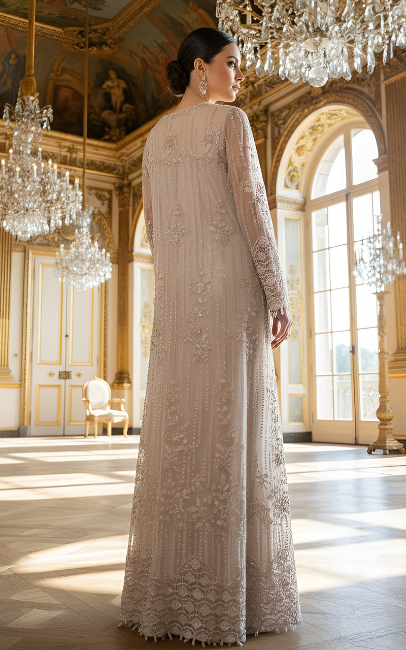 Threads and Motifs | Formal Dresses 25 | Net Embroidered Jacket With Crushed Maxi