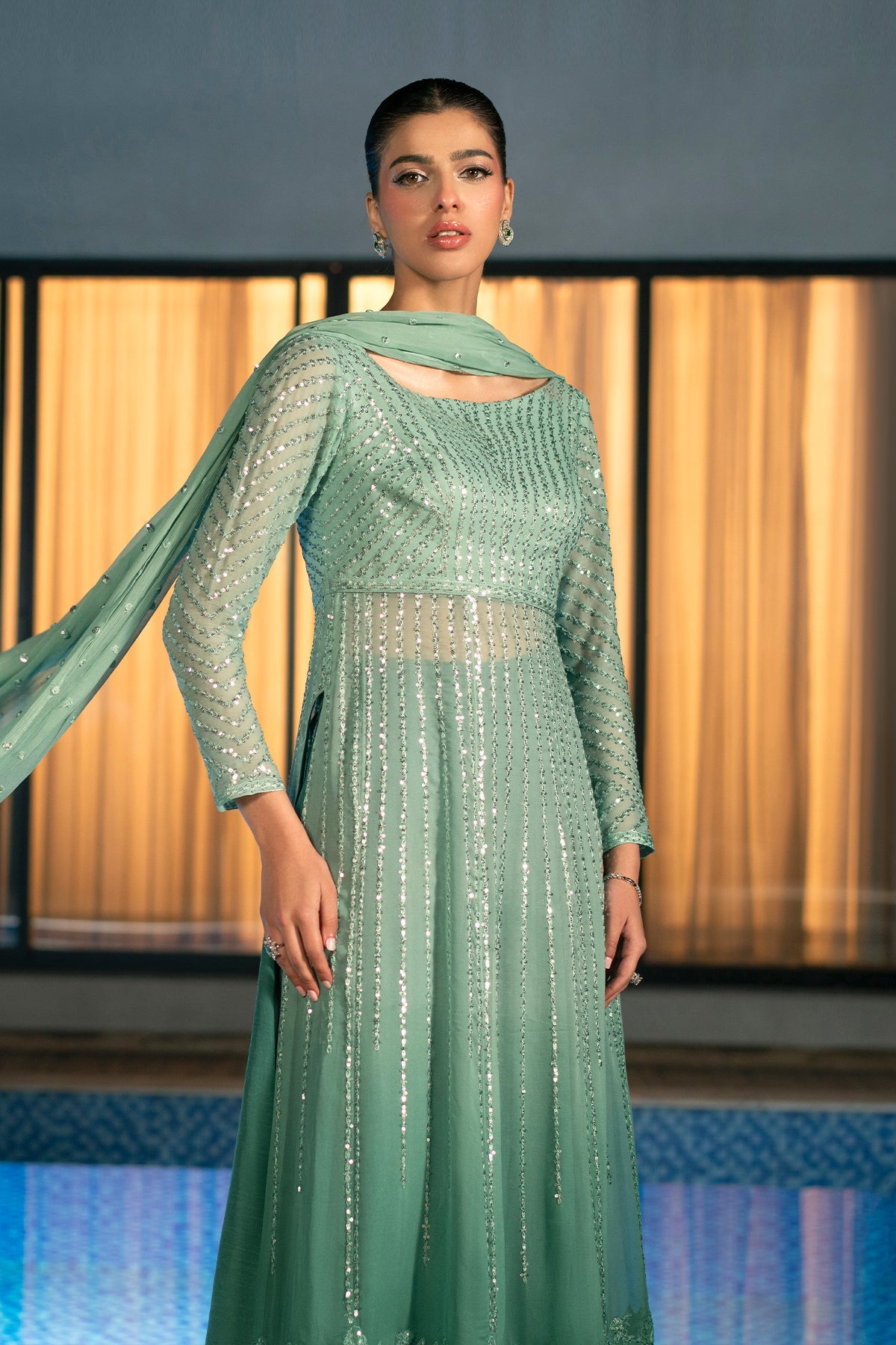 Fahad Hussayn | Lawn Banger | Midnight Aura -  Erum Khan Ladies Clothes - Original Designer Dress - House of Maryam