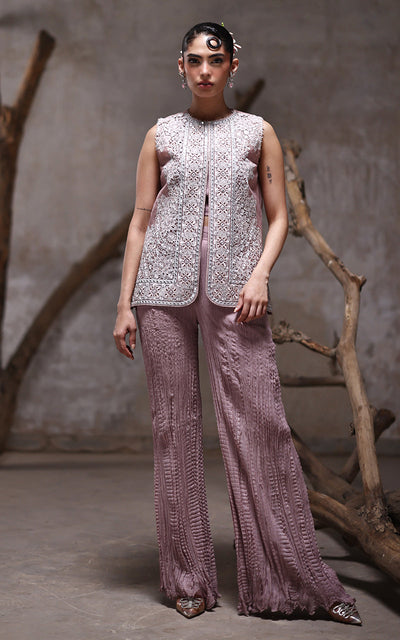 Threads and Motifs | Formal Dresses 25 | Organza Embroidered Jacket With Crushed Trouser -  Threads and Motifs Ladies Clothes - Original Designer Dress - House of Maryam
