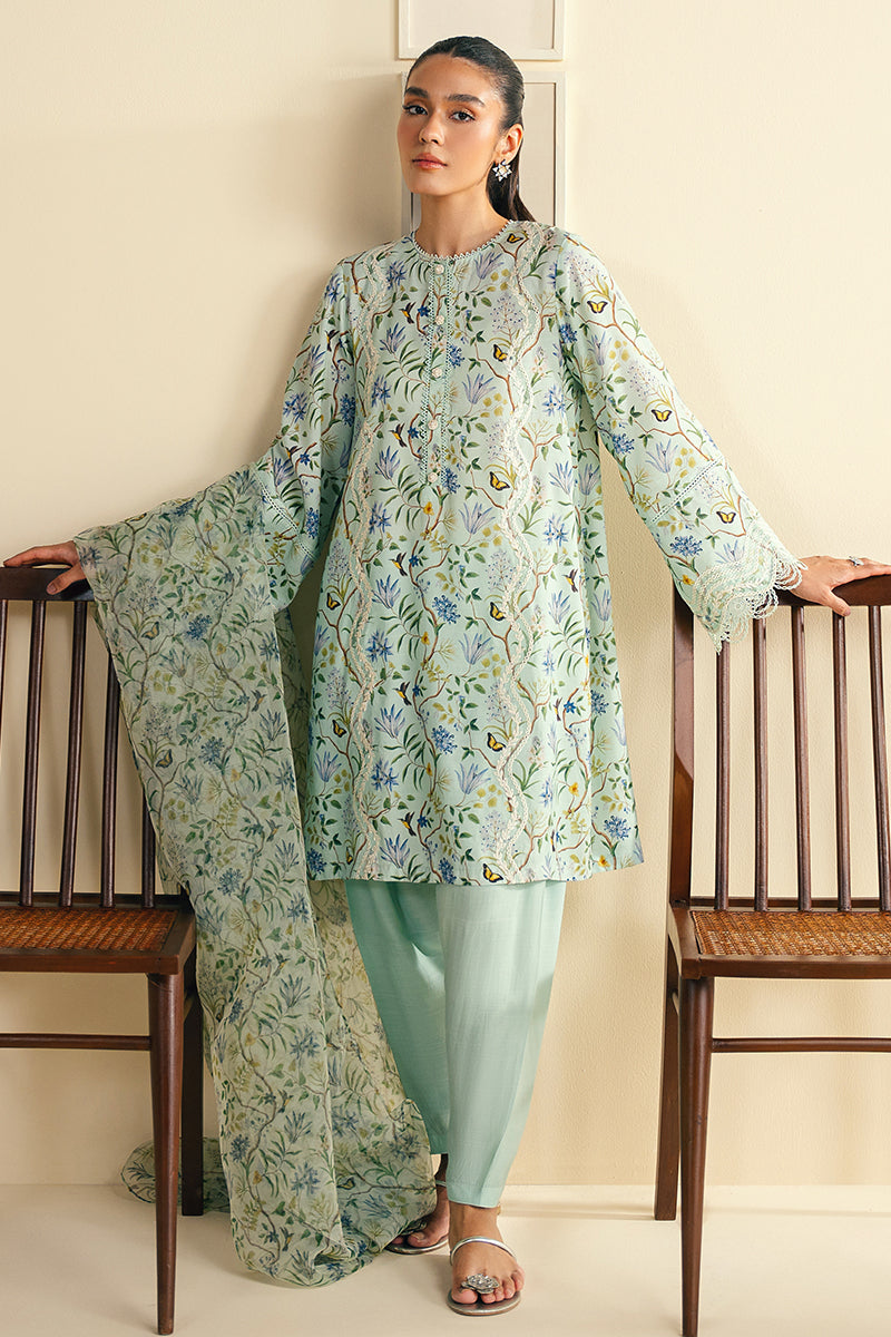 Cross Stitch | Exclusive Pret | Dusty Aqua-2 PC (Shirt & Dupatta)-4
