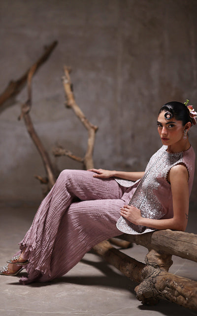 Threads and Motifs | Formal Dresses 25 | Organza Embroidered Jacket With Crushed Trouser -  Threads and Motifs Ladies Clothes - Original Designer Dress - House of Maryam