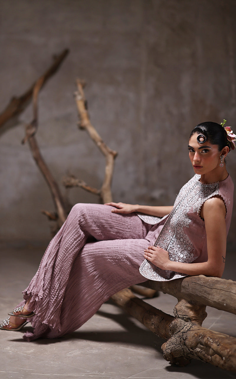 Threads and Motifs | Formal Dresses 25 | Organza Embroidered Jacket With Crushed Trouser -  Threads and Motifs Ladies Clothes - Original Designer Dress - House of Maryam