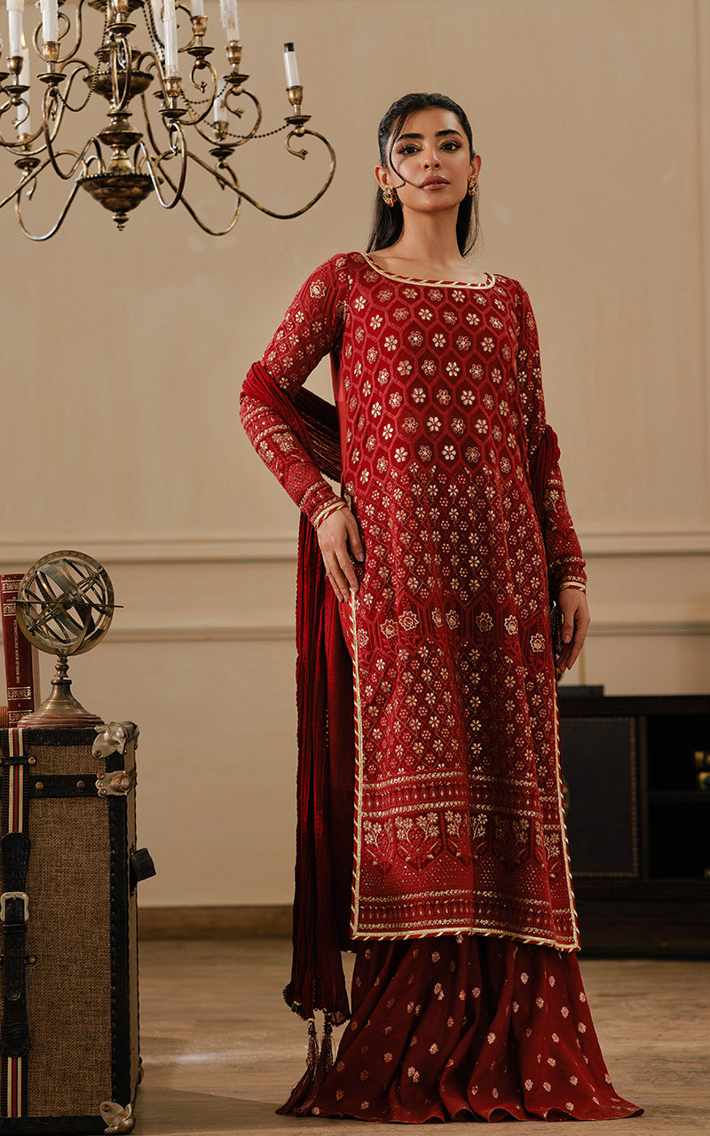 Threads and Motifs | Formal Dresses 25 | Embroidered Shirt With Gharara And Dupatta -  Threads and Motifs Ladies Clothes - Original Designer Dress - House of Maryam