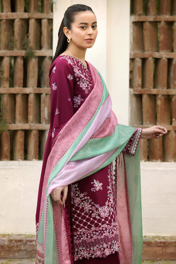 Farasha | Summer Weaves Embroidered Lawn | Satin Ruby -  Farasha Ladies Clothes - Original Designer Dress - House of Maryam