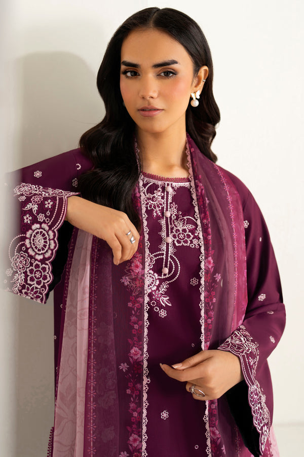 Farasha | Summer Weaves Embroidered Lawn | Rose Passion-5