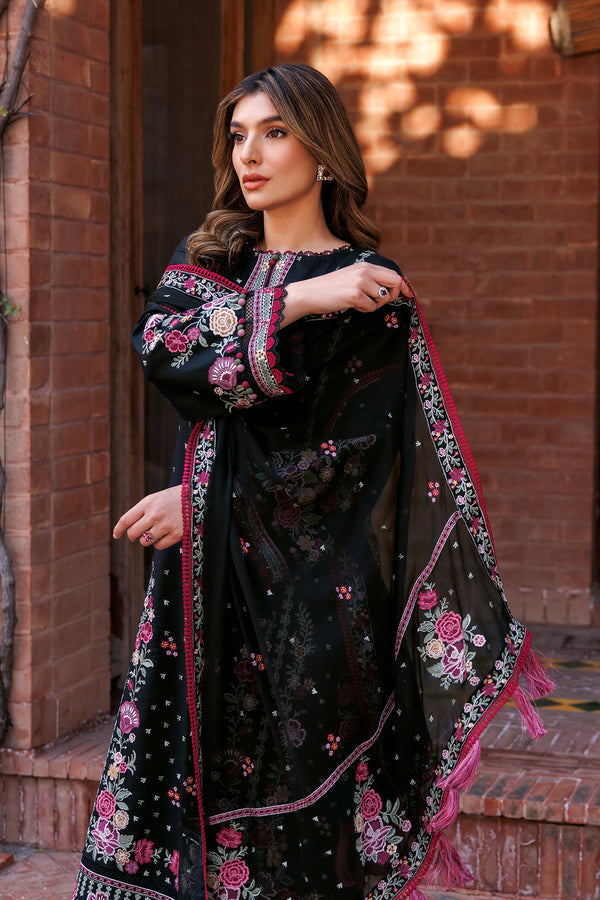 Farasha | Dastoor Embroidered Lawn SS24 | ORNATE NOIR -  Farasha Luxury - Original Designer Dress - House of Maryam