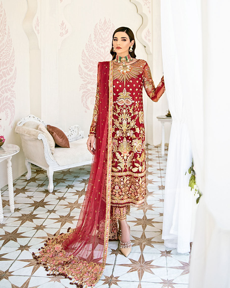 Gulaal | Wedding Formals | Rouge Embroidered Net 3-Piece Suit WS-06 -  Gulaal Bridal - Original Designer Dress - House of Maryam