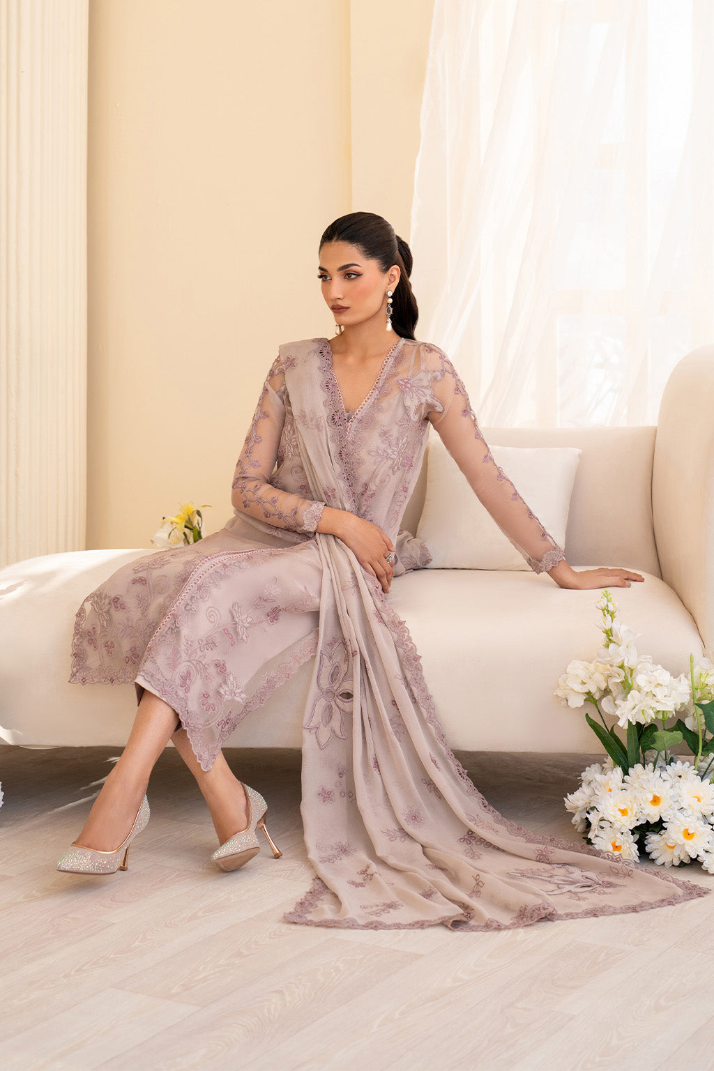 Iznik | Festive Formal | UE-437 Embroidered Pure Organza, image 3