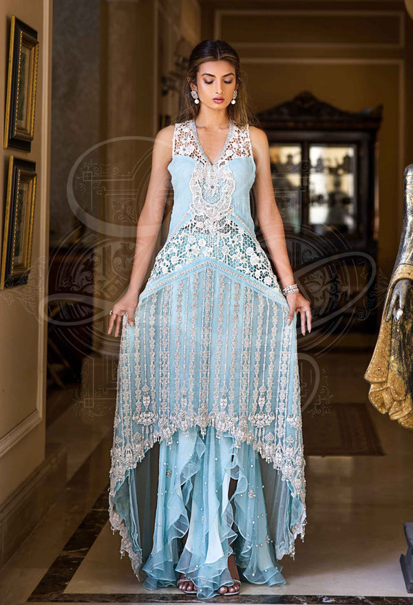Layla Chatoor | Luxury Pret | Aquamarine Blue-3