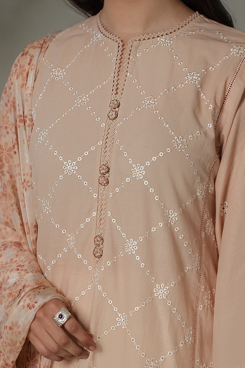 Cross Stitch | Exclusive Pret | Peachy Rose-2 Piece (Shirt & Dupatta)