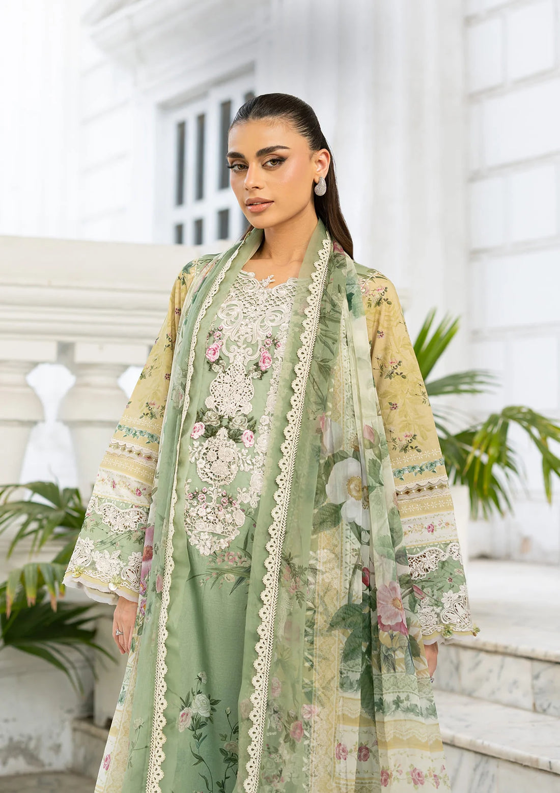 Elaf Premium | Signature Embroidered Lawn with Chiffon Collection 26 | ESG-1A ELARA-3