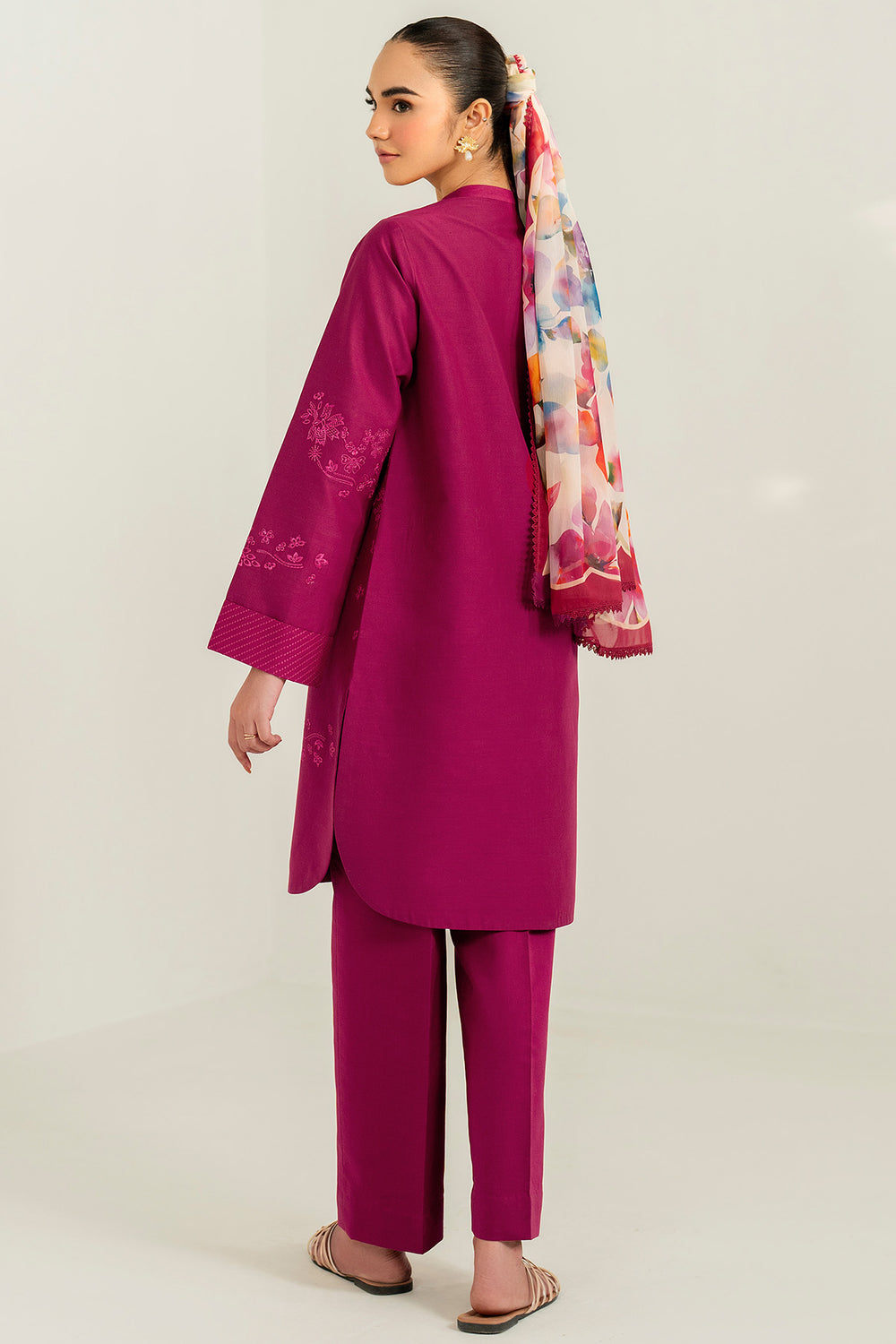 Farasha | Thread Lines Embroidered | Fuchsia Fern -  Farasha Ladies Clothes - Original Designer Dress - House of Maryam