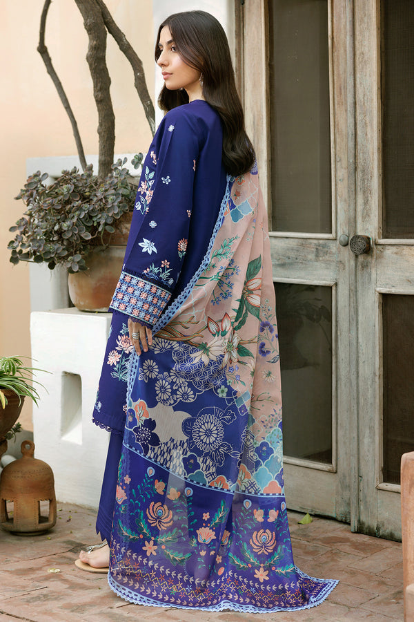 Farasha | Summer Weaves Embroidered Lawn | Indigo Glow-2