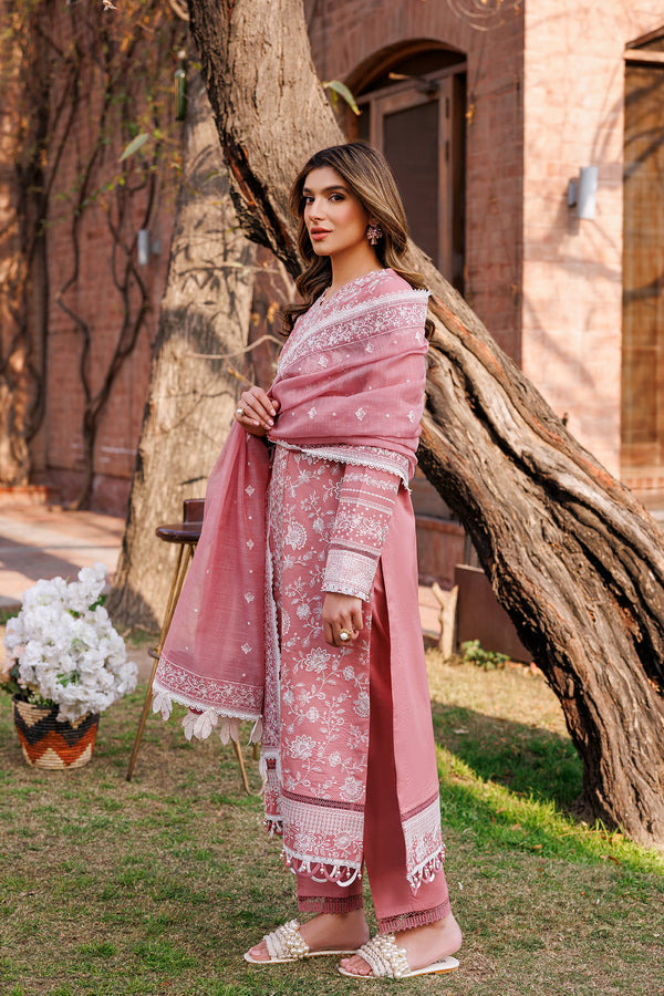 Farasha | Dastoor Embroidered Lawn SS24 | PEARL MIST