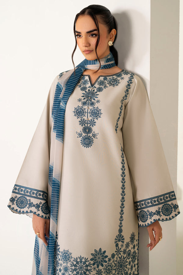 Farasha | Summer Weaves Embroidered Lawn | Dusty Marble-6