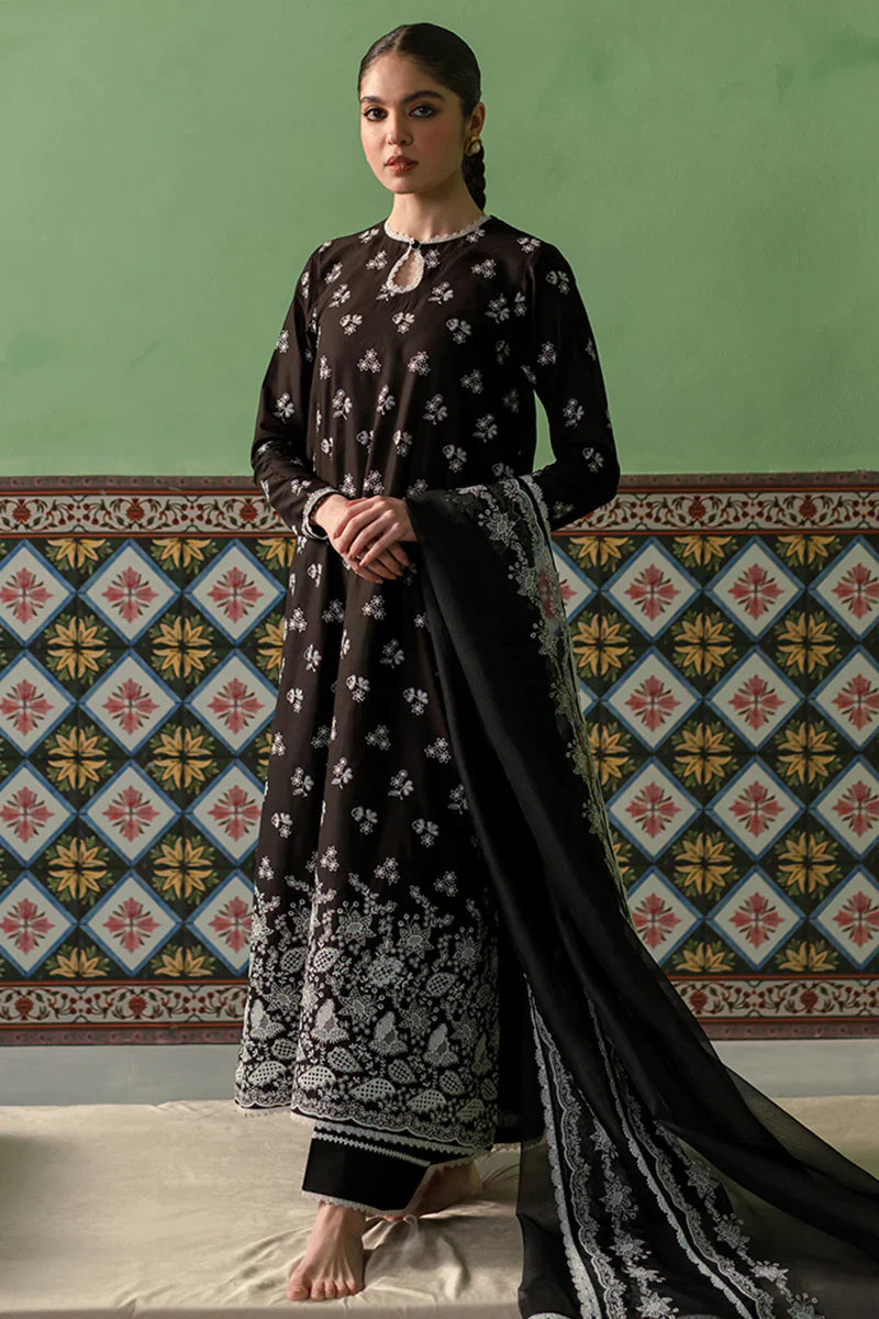 Cross Stitch | Chikankari Lawn | DUSKY SABLE -  Cross Stitch Casuals - Original Designer Dress - House of Maryam