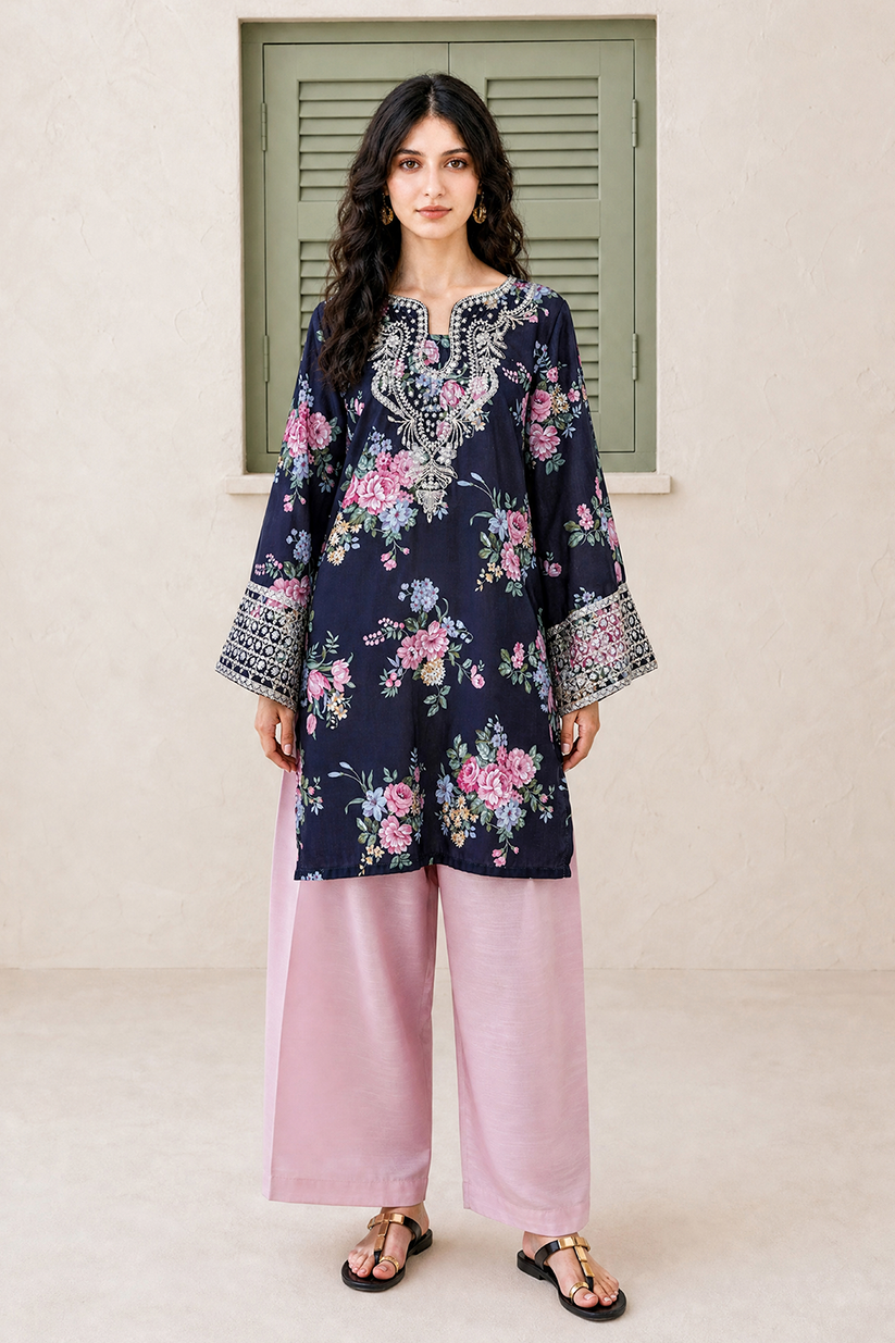 Saad Shaikh | Ease Fall Edit 26 | D-09 Co-ord Set Black and Pink