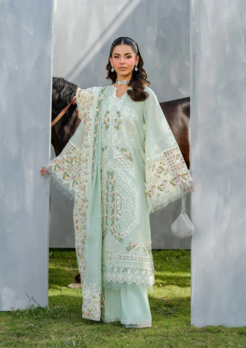 Elaf Premium | Luxury Lawn 25 | ELH-4B FROSTEL -  Elaf Premium Ladies Clothes - Original Designer Dress - House of Maryam