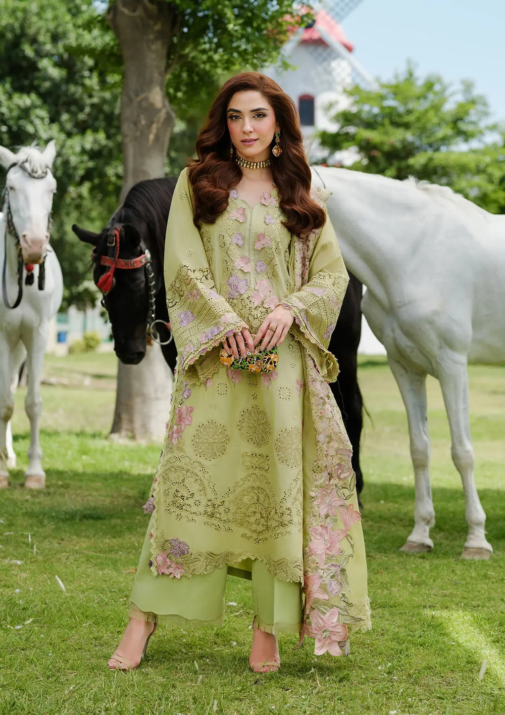 Elaf Premium | Luxury Lawn 25 | ELH-1A PISTACIA -  Elaf Premium Ladies Clothes - Original Designer Dress - House of Maryam