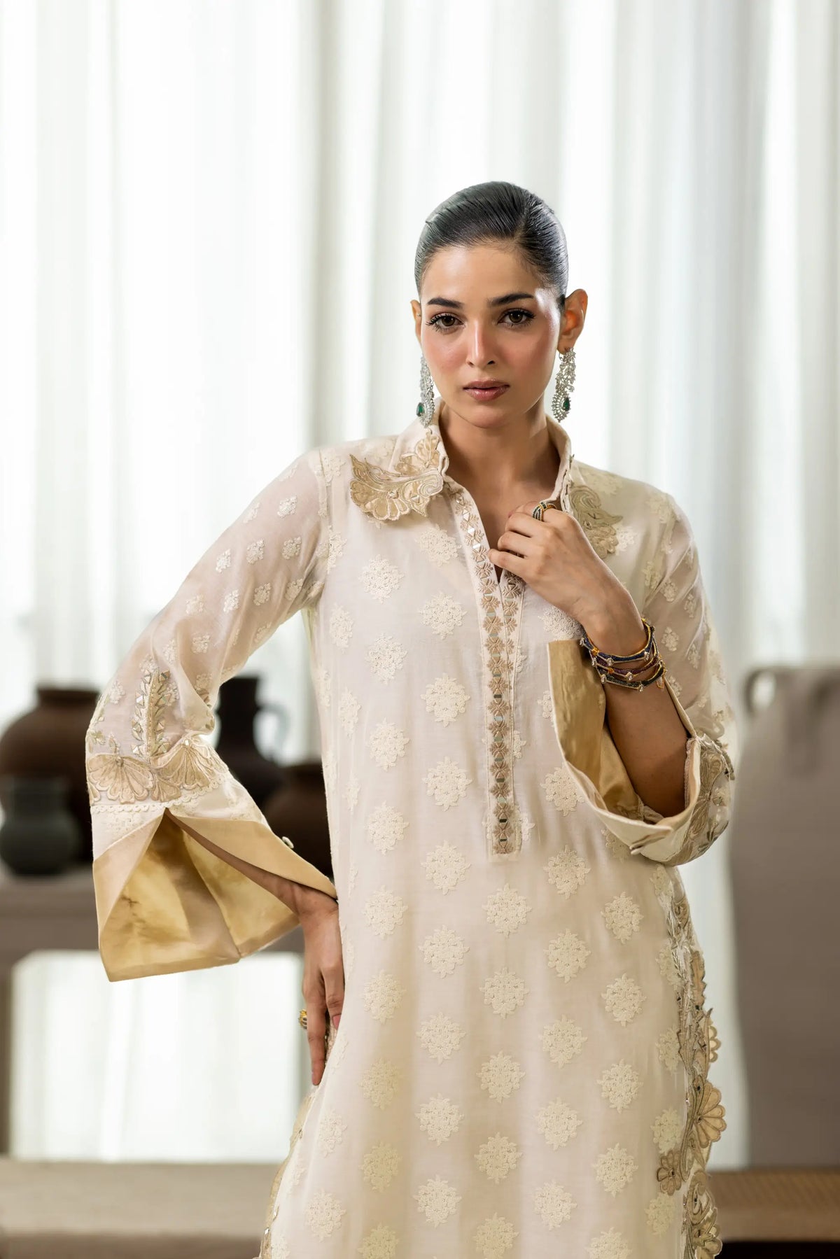 Wahaj M Khan | Sanam Luxe | Ivory Sanam Kaftan, image 6