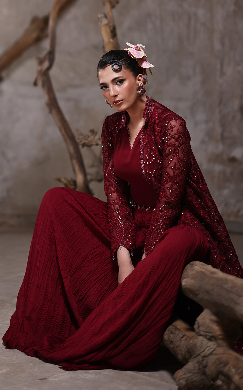 Threads and Motifs | Formal Dresses 25 | Organza Jacket With Crushed Trouser -  Threads and Motifs Ladies Clothes - Original Designer Dress - House of Maryam
