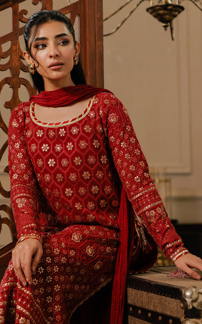 Threads and Motifs | Formal Dresses 25 | Embroidered Shirt With Gharara And Dupatta -  Threads and Motifs Ladies Clothes - Original Designer Dress - House of Maryam