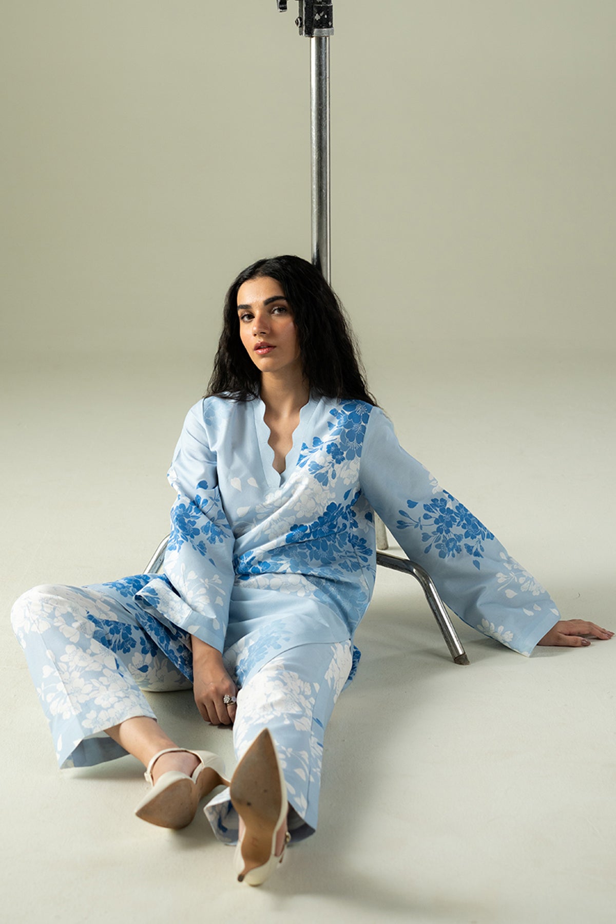 Afrozeh Muffled sky blue lawn co-ord set, photo 4