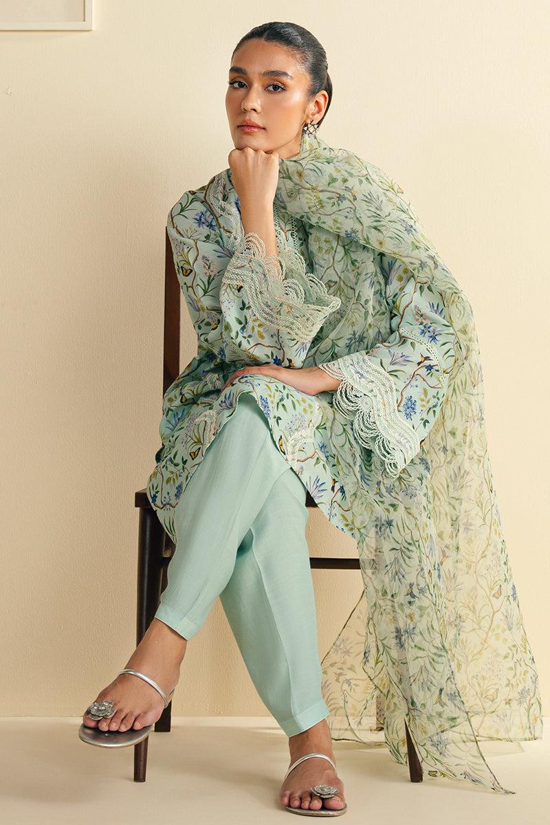 Cross Stitch | Exclusive Pret | Dusty Aqua-2 PC (Shirt & Dupatta), image 3