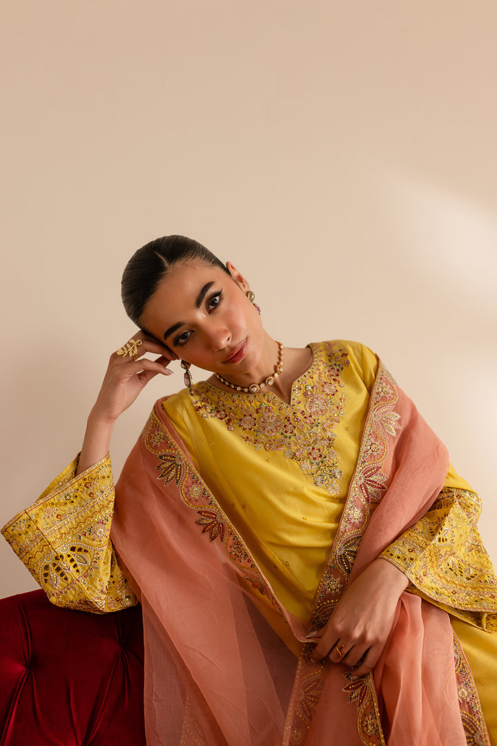 Batik | Reception Luxe Edit | Crayola Yellow -  Batik Ladies Clothes - Original Designer Dress - House of Maryam