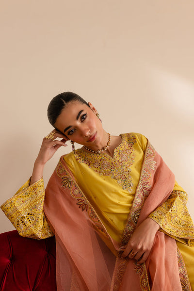 Batik | Reception Luxe Edit | Crayola Yellow -  Batik Ladies Clothes - Original Designer Dress - House of Maryam