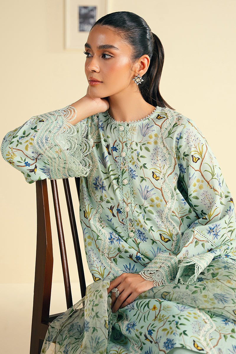 Cross Stitch | Exclusive Pret | Dusty Aqua-2 PC (Shirt & Dupatta), image 5