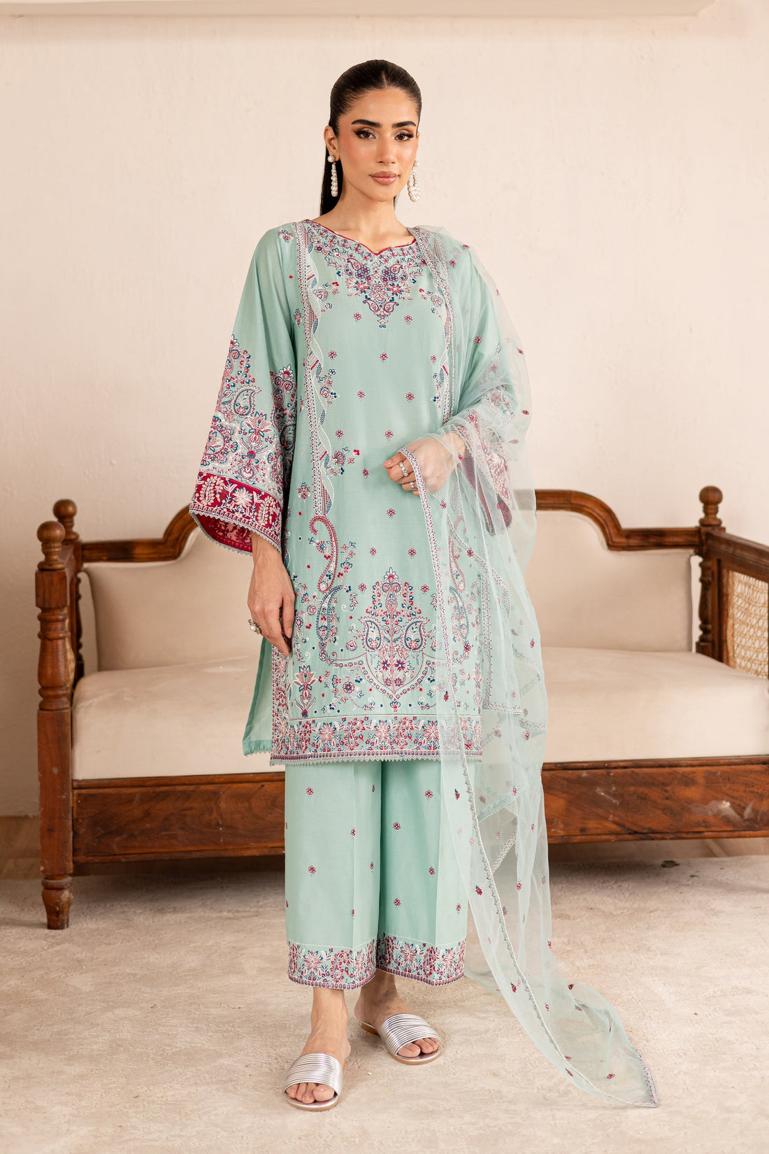 Batik | Nyra Embroidered Summer Solids | Zen -  Batik Ladies Clothes - Original Designer Dress - House of Maryam