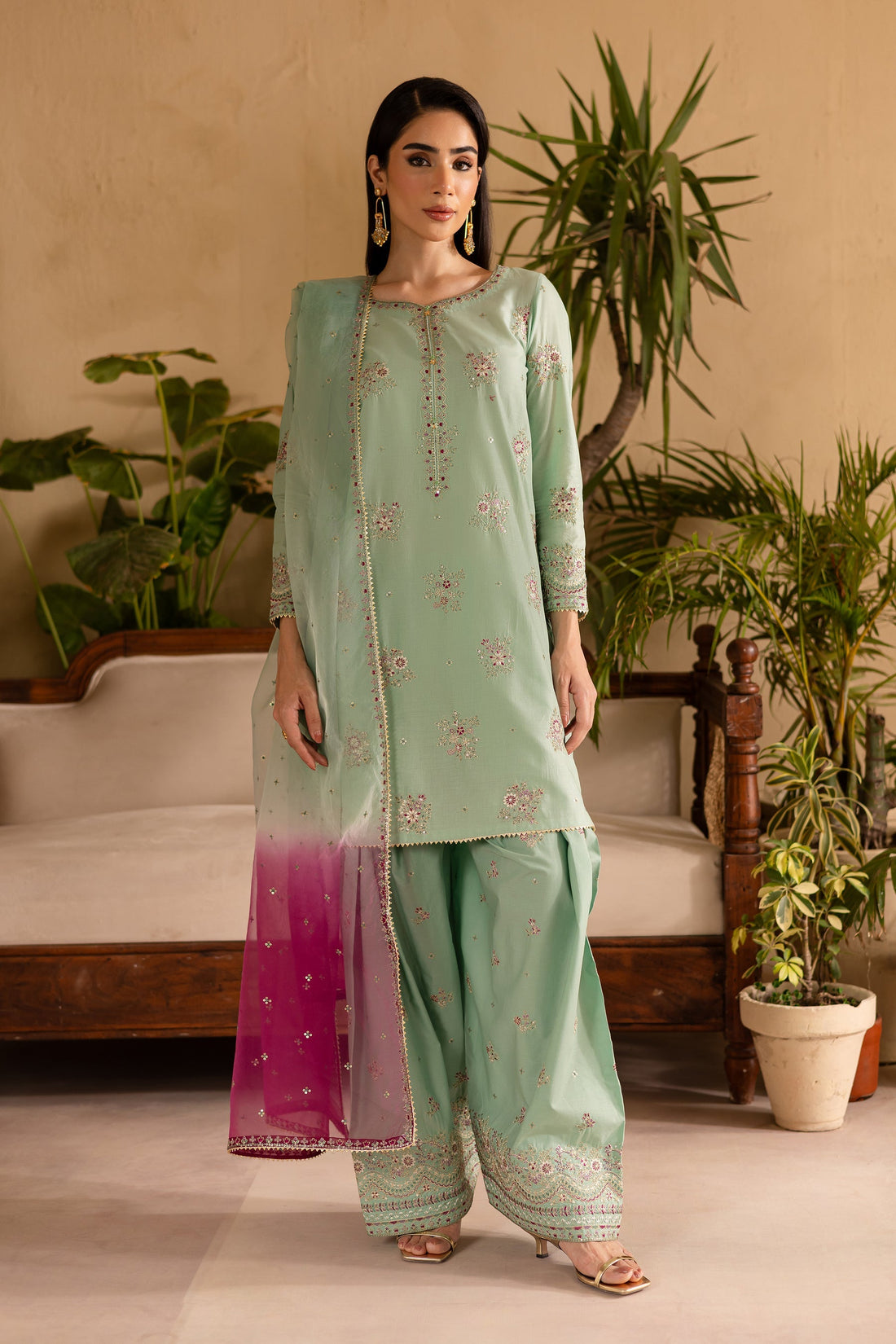 Batik | Nyra Embroidered Summer Solids | Amawas -  Batik Ladies Clothes - Original Designer Dress - House of Maryam