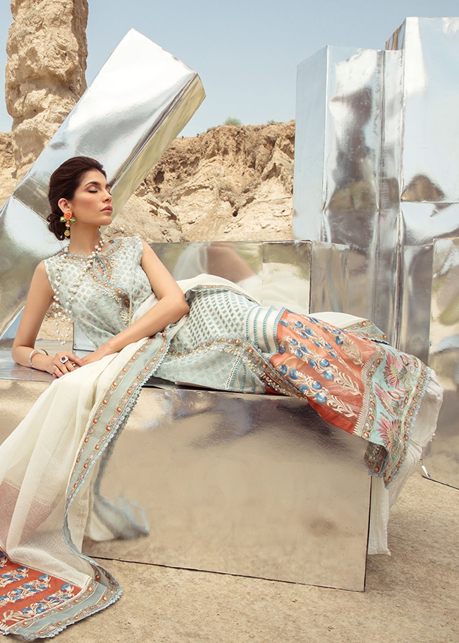 Saira Shakira | Luxury Pret | Rust Angrakha -  Saira Shakira Ladies Clothes - Original Designer Dress - House of Maryam