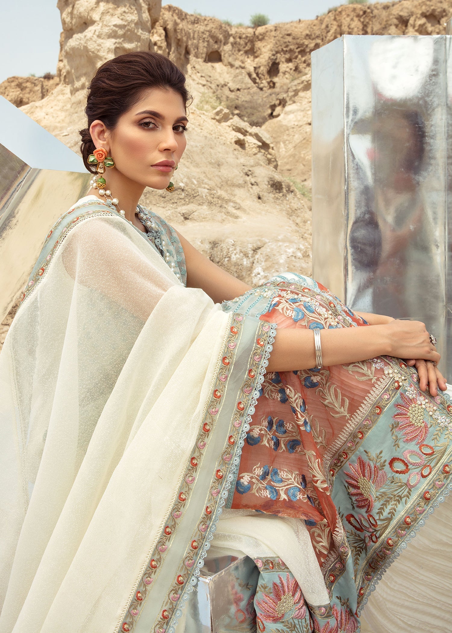 Saira Shakira | Luxury Pret | Rust Angrakha -  Saira Shakira Ladies Clothes - Original Designer Dress - House of Maryam