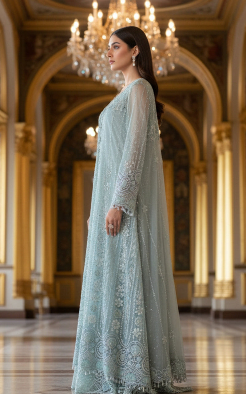 Threads and Motifs | Formal Dresses 25 | Net Embroidered Jacket With Blouse And Lehenga, image 4